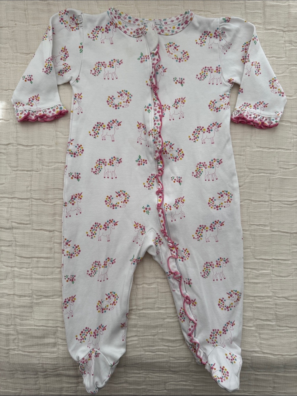 Kissy Kissy Zip 1 Pc Unicorn Print - Pink/White, Size 6-9 months